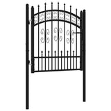 Fence Gate KAMPEN with Spear Top Black 103x100 cm Steel 151090
