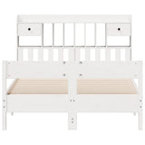 Bookcase Bed without Mattress White 150x200cm King Size Solid Wood Pine 3323024