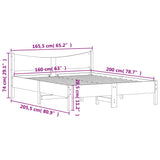 Bed Frame without Mattress White 160x200 cm Solid Wood Pine 3216364