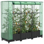 ZNTS Raised Bed with Greenhouse Cover Rattan Look 120x40x123 cm 4015811