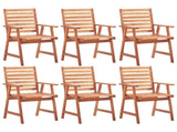 Outdoor Chair Set of 6 Natural wood Solid Acacia wood 3051101