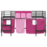 Kids'Loft Bed Frame with Curtains Black and Pink 90 x 200 cm 42020804