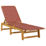 Sun Loungers 2 pcs Red Solid Wood Acacia and Fabric 3214211