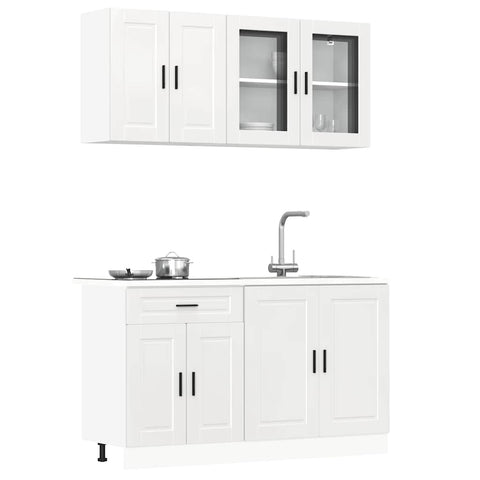 ZNTS 4 Piece Kitchen Cabinet Set Kalmar High Gloss White Engineered Wood 3314873