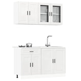 4 Piece Kitchen Cabinet Set Porto High Gloss White Engineered Wood 3314873