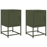 ZNTS Bedside Cabinets 2 pcs Olive Green 36x39x60.5 cm Steel 846455