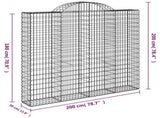 Arched Gabion Baskets 3 pcs 200x30x180/200 cm Galvanised Iron 3146195