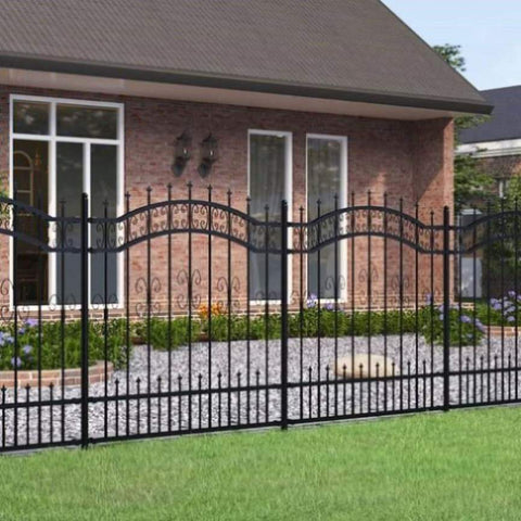 Garden Fence with Spear Top Black 240x125 cm Powder-coated Steel 151086