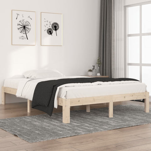 Bed Frame without Mattress Solid Wood Pine 140x200cm 810365