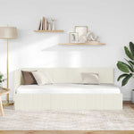 Corner Bed Frame with Headboard Cream 80 x 200 cm Velvet 42016294