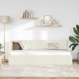 Corner Bed Frame with Headboard Cream 80 x 200 cm Velvet 42016294