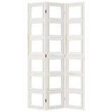Room Divider 3 Panels White Solid Wood Paulownia 358687