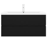 Sink Cabinet with Built-in Basin Black Engineered Wood 3071649