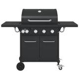 Gas BBQ Grill with 5 Burners Black Powder-coated Steel 367586