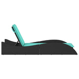 Sun Lounger with Cushion Black 60x205x73 cm Poly Rattan 368286