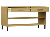 Console Cabinet with Metal Legs Brown Solid Wood Pine OSLO 351003