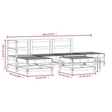 6 Piece Garden Lounge Set White Solid Wood Pine 3186313