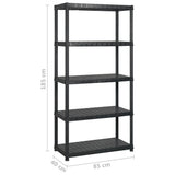Storage Shelf 5-Tier Black 340x40x185 cm Plastic 3059861
