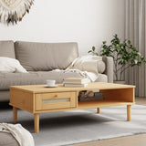 Coffee Table SENJA Rattan Look Brown 100x55x33 cm Solid Wood 358046