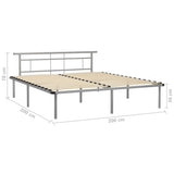 Bed Frame Grey Metal, Plywood 200x200 cm Modern Bed Frame 324840