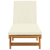 Sun Lounger Brown and Cream 199 x 63 x 85 cm Solid Acacia Wood 4105535