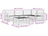 Outdoor Sofa Set 5 pcs White 59 x 59 x 37 cm Solid Acacia Wood 3391794