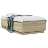 Bed Frame with LED without Mattress Sonoma Oak 75x190 cm Small Single 3209669