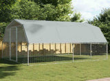 Dog Cage with Roof and Door Silver Galvanised Steel 3294909