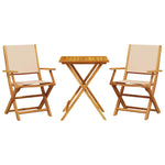 ZNTS 3 Piece Bistro Set Beige Fabric and Solid Wood 3281811