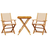 ZNTS 3 Piece Bistro Set Beige Fabric and Solid Wood 3281811