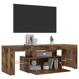 TV Cabinet with LED Lights Smoked Oak 120x35x40 cm 815666