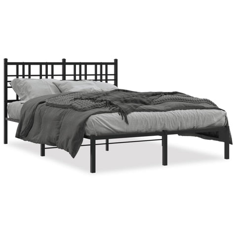 ZNTS Metal Bed Frame with Headboard Black 120x200 cm 376322