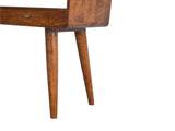 Solid Wood Curved Chestnut Console Table, 2 Drawers, 1 Open Slot, Dark Brown B2743P403023
