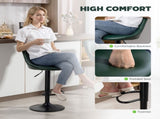 Set of Two Faux Leather Bar Stools - Dark Green T3398P423526