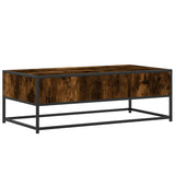 ZNTS Coffee Table Smoked Oak 100x50x35 cm Engineered Wood and Metal 848781