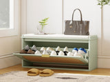Boho Shoe Bench with Padded Seat and Flip-Drawer - Light Green T3398P377992