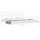 Bed Frame without Mattress White 200x200 cm Solid Wood 3194332