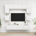 ZNTS 8 Piece TV Cabinet Set White Engineered Wood 3078691