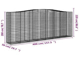 Arched Gabion Baskets 2 pcs 400x50x200/220 cm Galvanised Iron 3146021