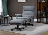 Swivel Recliner Chair and Footstool, Upholstered Massage Recliner Armchair with Remote Control, T3398P343286