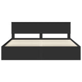 Bed Frame with Headboard Black 200 x 200 cm Solid Pine Wood 3410556