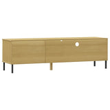 TV Cabinet with Metal Legs Brown Solid Wood Pine "OSLO 351027