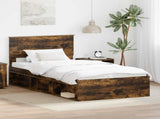 Bed Frame Smoked Oak 100 x 200 cm Solid Pine Wood 3410640