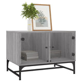 Coffee Table with Glass Doors Grey Sonoma 68.5x50x50 cm 836544