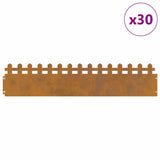 Lawn Edgings 30 pcs Rusty 103 x 0.05 x 22 cm Weathering Steel 874806