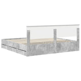 Bed Frame with Drawer Concrete Grey 200 x 200 cm Engineer Wood 3410675