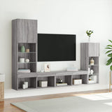 4 Piece TV Wall Units with LED Grey Sonoma Engineered Wood 3216652