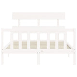 Bed Frame without Mattress White Small Double Solid Wood Pine 3193242
