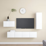 4 Piece TV Cabinet Set White Engineered Wood 3078678
