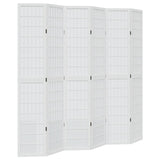 Room Divider 6 Panels White Solid Wood Paulownia 358796